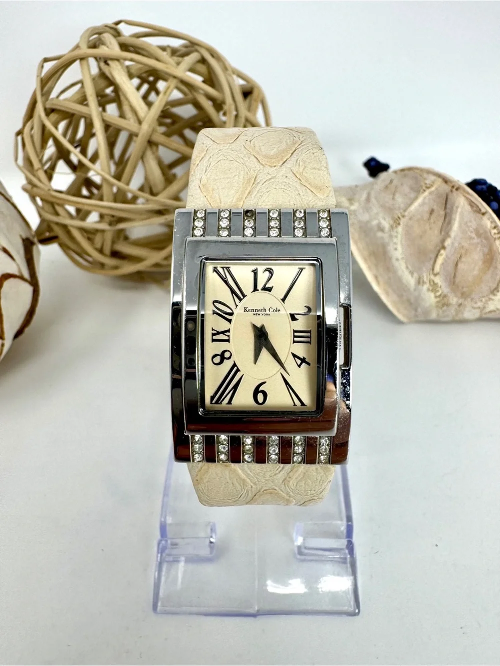 Kenneth Cole New York Women's Crystal Bezel Tank Watch - New Battery